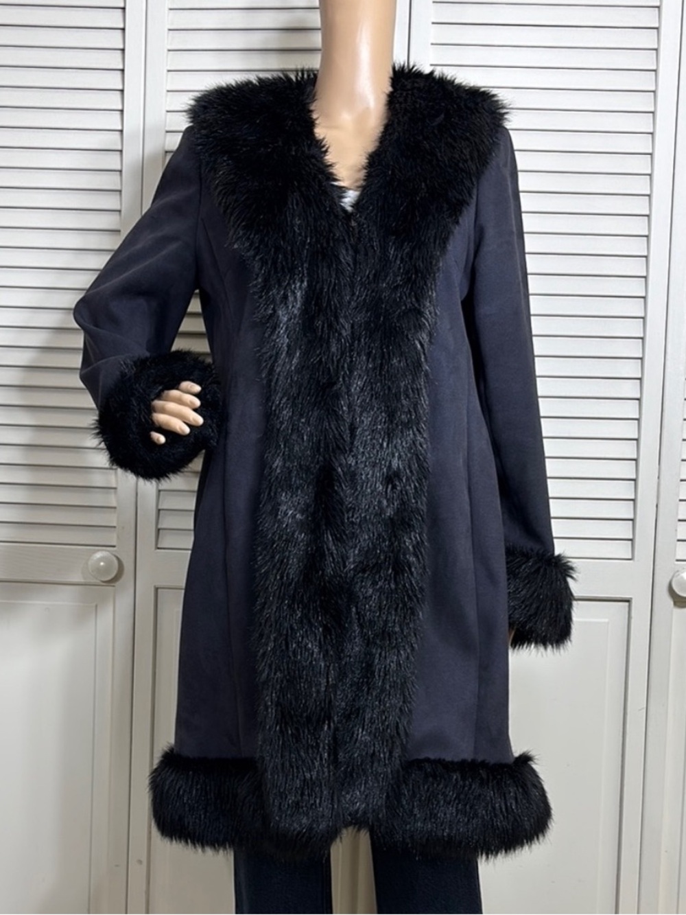 Vintage INC International Concepts Suede Penny Lane Fur Y2K Coat Large